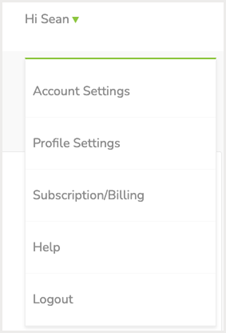 Greetly Admin Portal - Profile dropdown menu open - Dec 2024