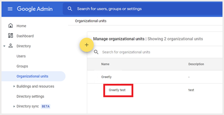 VM - Google Directory - Google Admin screen - Test Greetly - April 2025-1