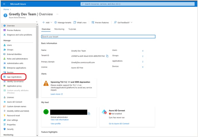 VM - Integrations - Azure - Azure screen - App regs highlighted - Sep 2024-1