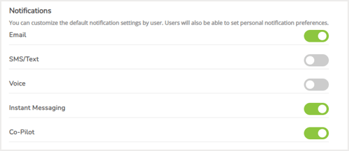 user notification options